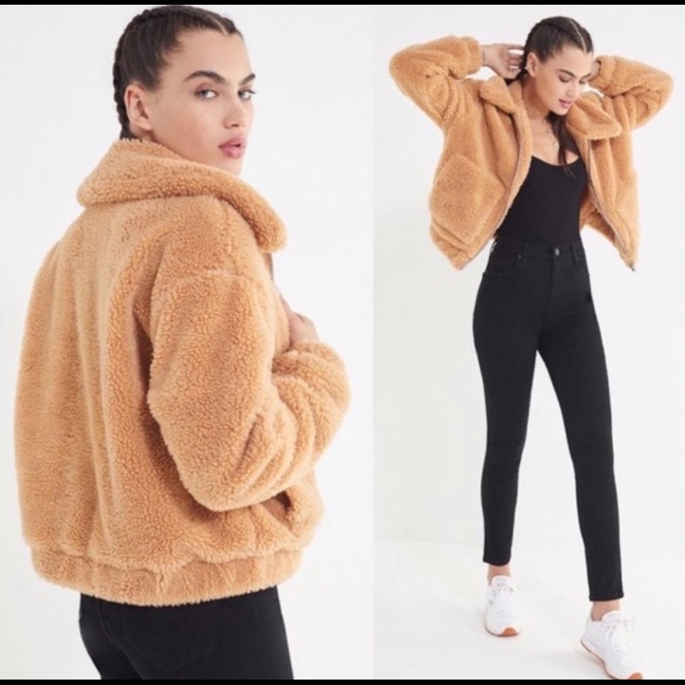 Urban Outfitters cropped teddy jacket